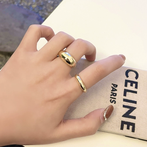 Металлическое глянцевое дизайнерское ретро кольцо, европейский стиль, простой и элегантный дизайн, на указательный палец