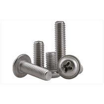 PWM2 stainless steel 304 nickel plated round head cross with machine thread screws semi-round head with black screws