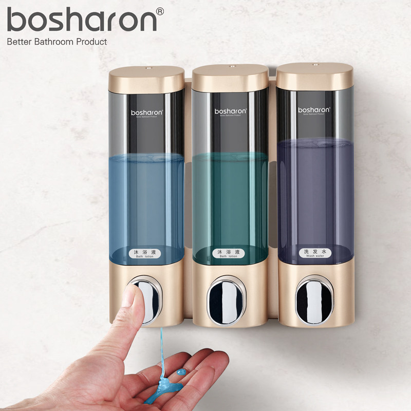 Bosalang Hotel Wall-mounted Soap Dispenser Home Hand Sanitizer Box Press Wash Shampoo Body Wash Water Body Lotion Box Bottle Free