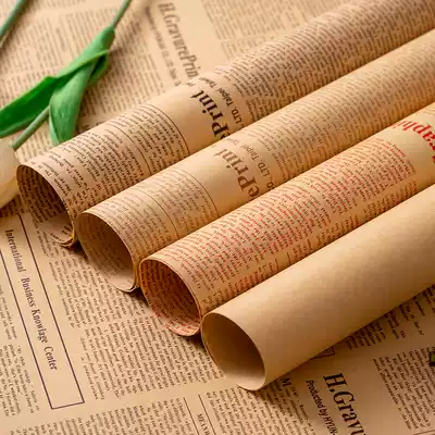 Floral wrapping paper flowers gifts Kraft paper dry bouquet material photo background bag book leather retro English newspaper
