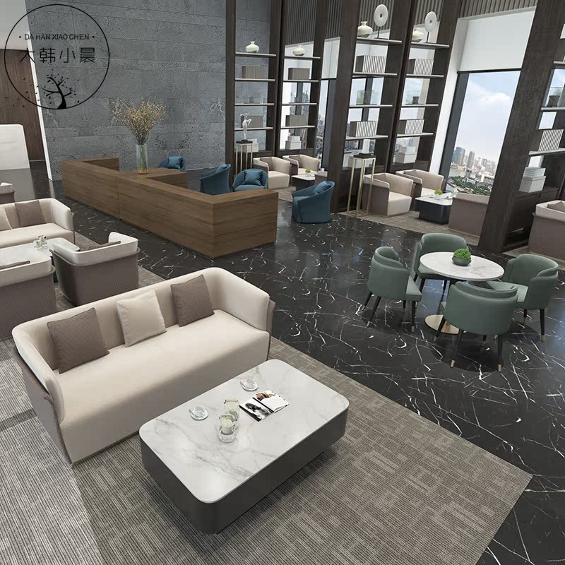 Sample House Display Center Negotiation Sofa Table And Chairs Combined Sample House Display Center Hotel Lobby clubhouse Reception Sofa cassette