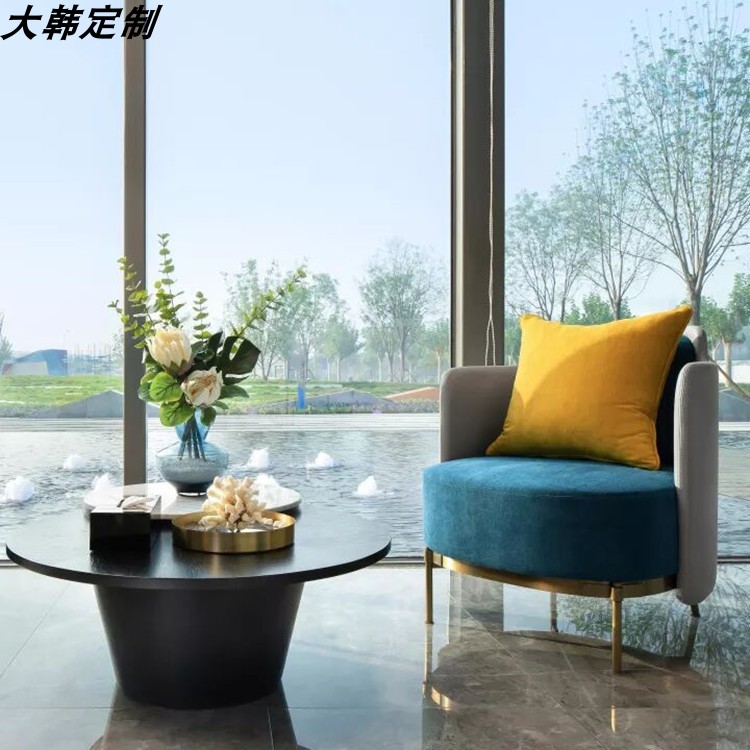 Postmodern Sample House Display Center Department Talks Sofa Chair Light Lavish Hotel New Tea Table Clubhouse Reception Double Sofa Custom