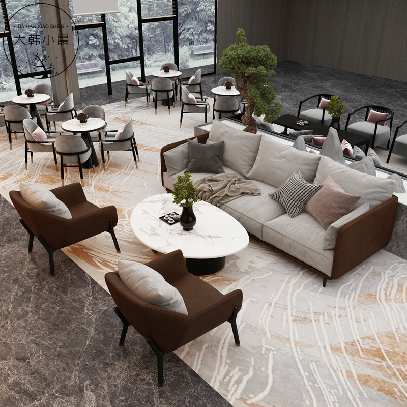 New Chinese Solid Wood Sample House Display Center Negotiation Sofa Combination Reception Exhibition Hall HOTEL MIN JUKU CLUB CASUAL HOME INNATE