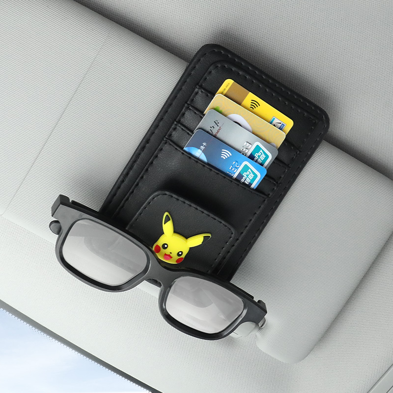 Car sun visor card holder Car cute cartoon multi-function storage bag driver's license bag creative glasses clip holder