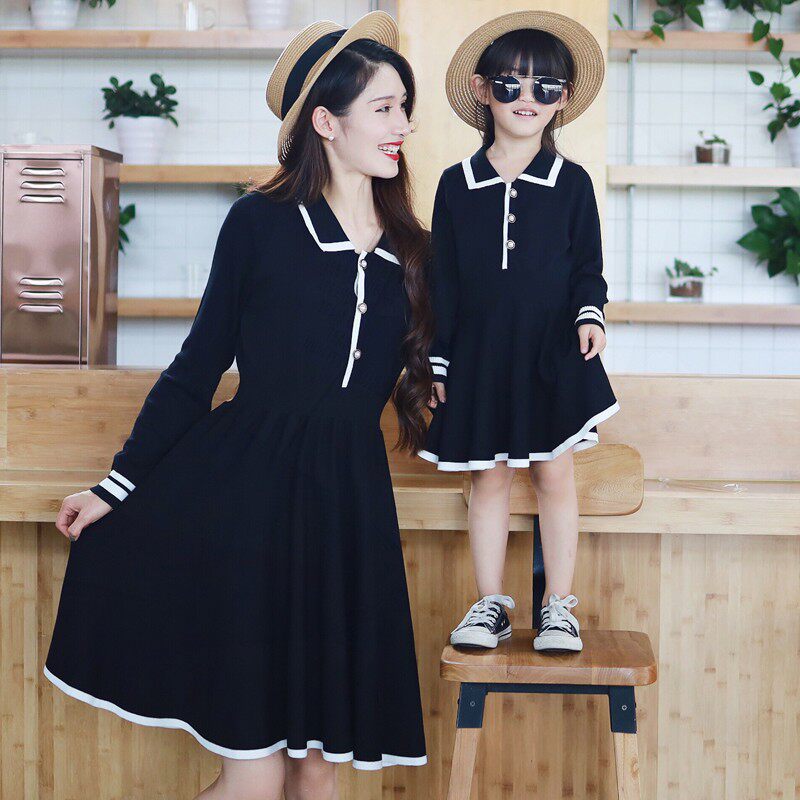 Pro-daughter dress female foreign Spring Autumn Ocean dress new wave Long sleeves girl small fragrant wind knit A-word nepotism