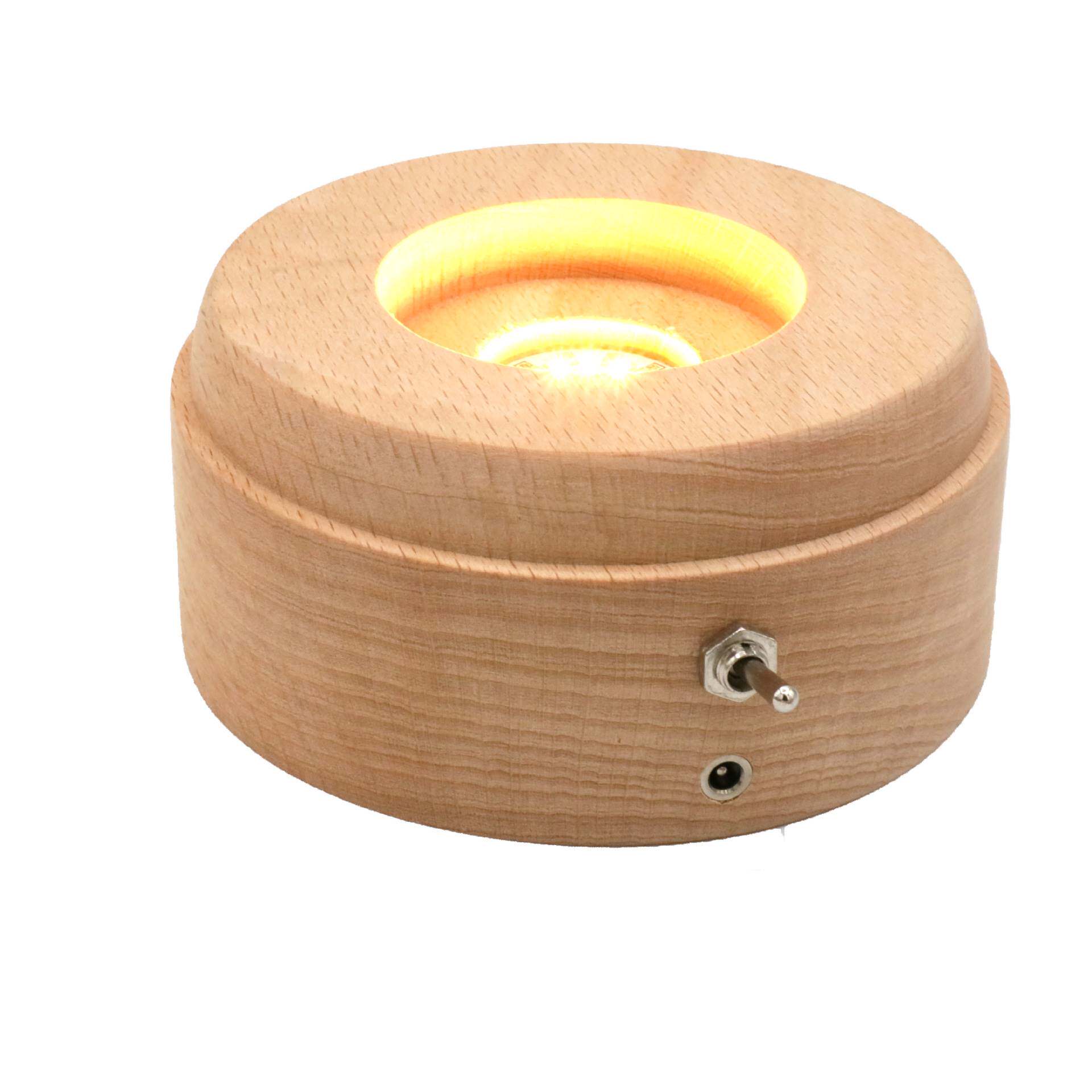 Beech wood small night light swivel charging subsection Eight soundbox crystal base round luminous base wooden pendulum with decorative lamp-Taobao