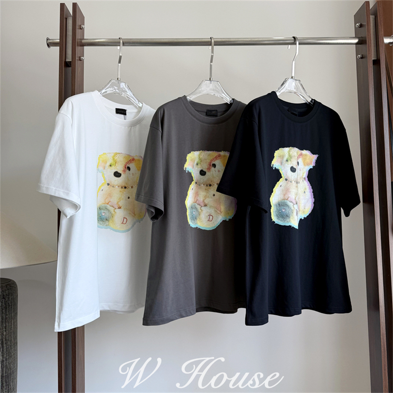 W Brand 2026 New Colorful Fantasy Bear Short-Sleeve Punk Style Teddy Bear T-Shirt Tee