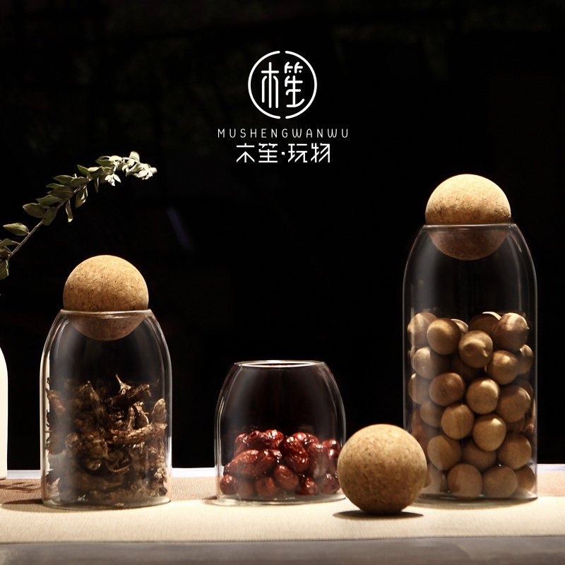 Wood Sheng Playthings Soft Wood Stopper Seals Jars Glass Bottles Transparent Tea Leaves Jar Storage Intake Food Tea Jars Size 