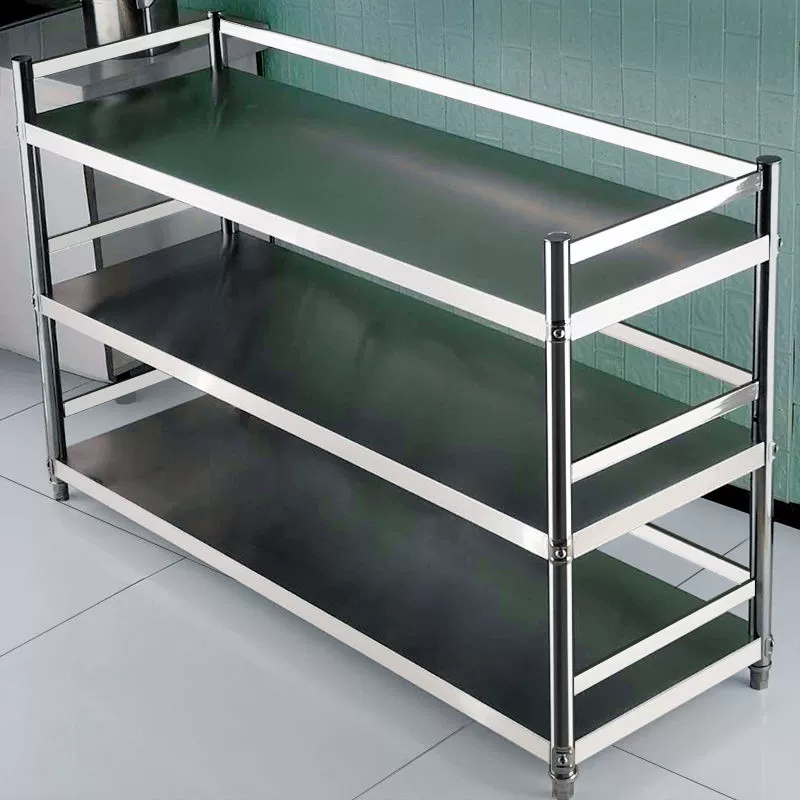 Kệ inox có lan can sàn bảo vệ nhiều tầng thiết bị nhà bếp thiết bị nhỏ cửa hàng bách hóa lò vi sóng lưu trữ giá - Thiết bị sân khấu