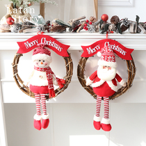 Christmas decorative padding supplies toy dolls vines ring snowman holiday flower ring door hanging outfit small paddle