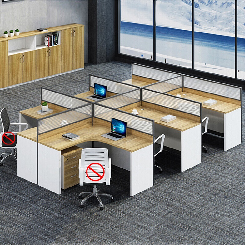 Zhen Yuan Office Furniture Staff Office Furniture Office Table And Chairs Combined Staff Four Desk Computer Table And Chairs Suit Cassette