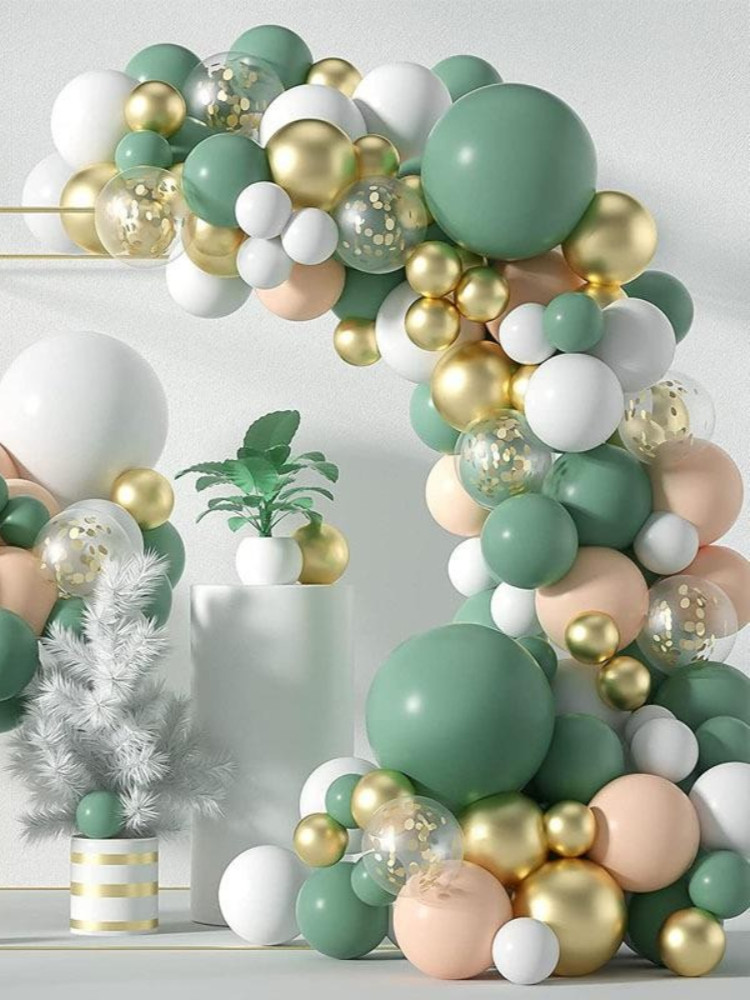 Balloon decoration scene layout birthday balloon decoration green balloon chain Mori wedding macaron balloon arch