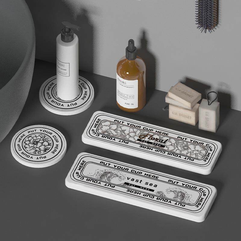 Creative new diatom mud coaster washbasin soap pad makeup room bathroom shelf absorbent quick-drying pad home