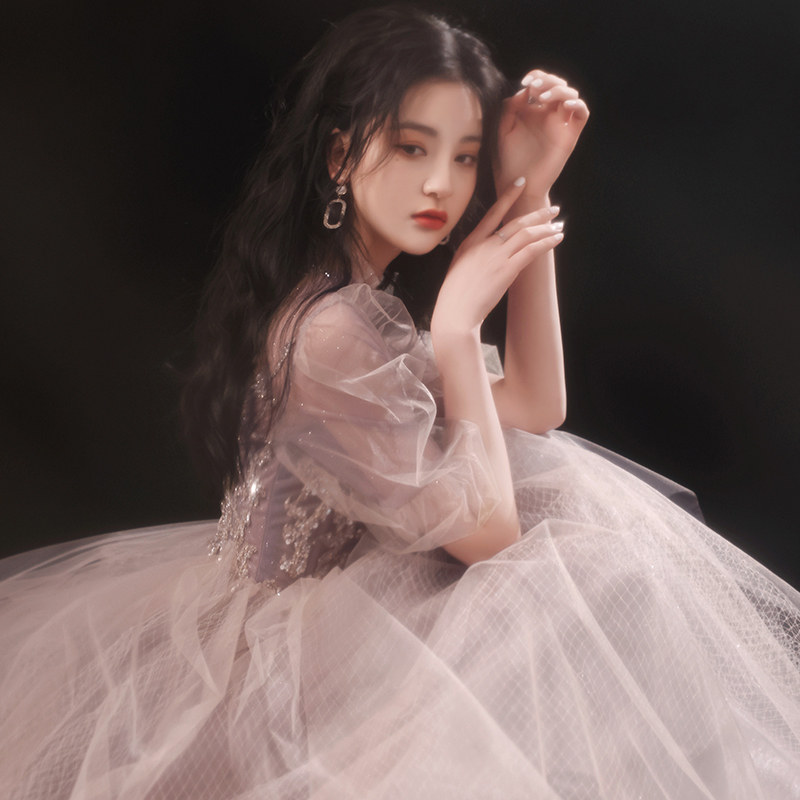 2021 New Bridal Toast Dress Wedding Dress Banquet Temperament Engagement Dress Bridesmaids Light Luxury Niche Evening Dress Woman