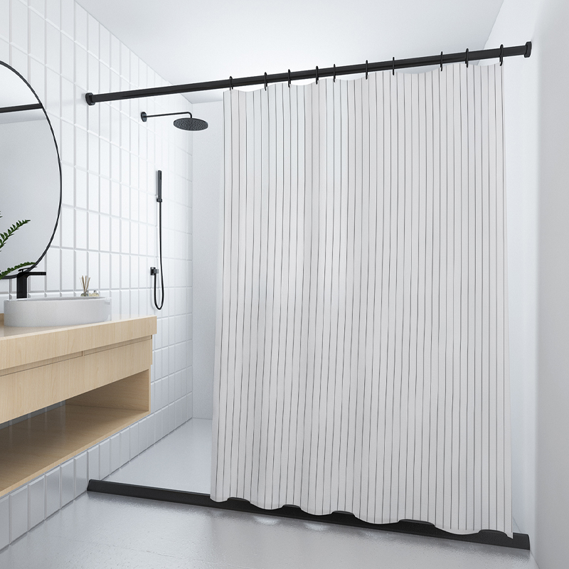 Nordic shower curtain set free perforating toilet partition shower curtain mildew thickened Japanese bathroom curtain tarpaulin