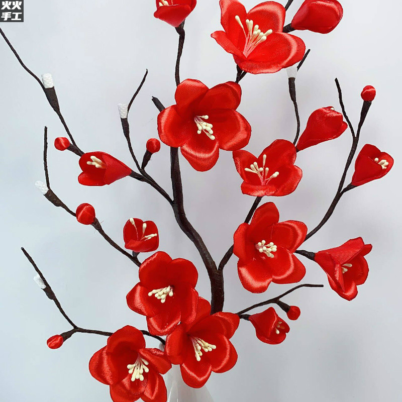 Fire fire handmade ribbon red plum blossom diy material package floral forget-me-not starry simulation dried flower fake flower ribbon