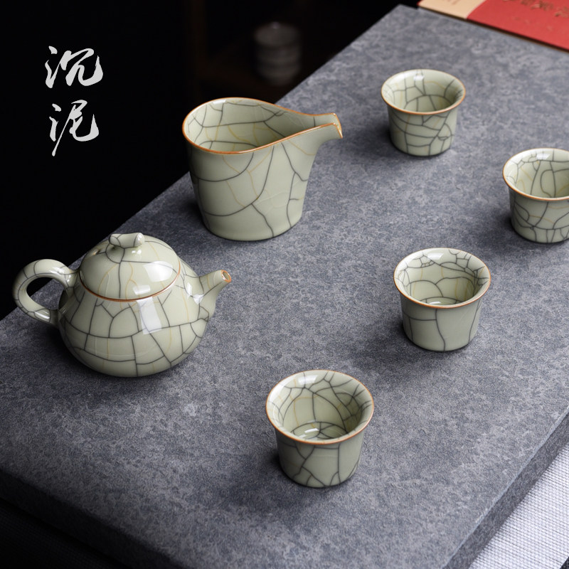 Dragon Springs Green Porcelain Utilituria tea furniture Chuo Artisanal Ice Cracks Teapot teapot full set of gift boxes for home upscale gifts