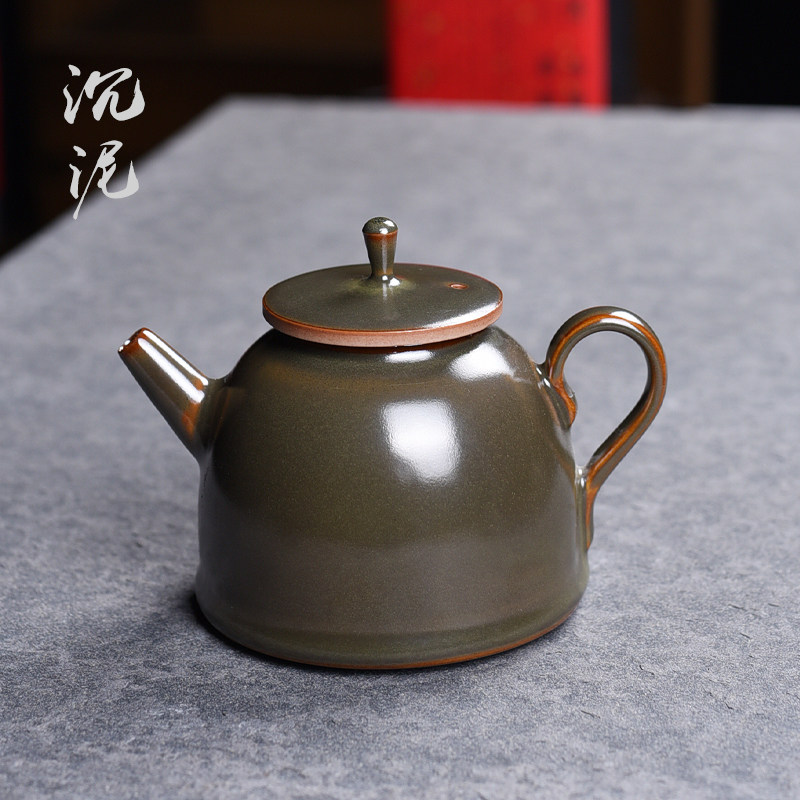 Longquan celadon handmade kung fu tea set teapot ceramic single pot antique kiln transformation belt filter pan pot household high-grade