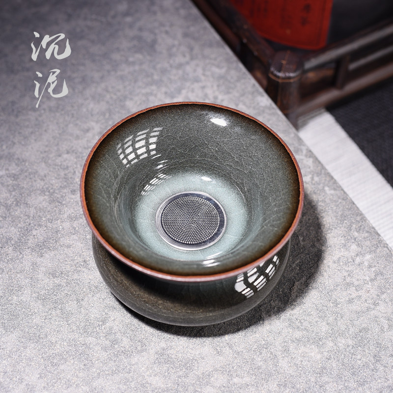 Dragon Quanqing Porcelain Gg Kiln Ice Cracking Tea Filter filter Tea leakers suit Ceramic Imitation Ancient Wind Kung Fu Tea Deity