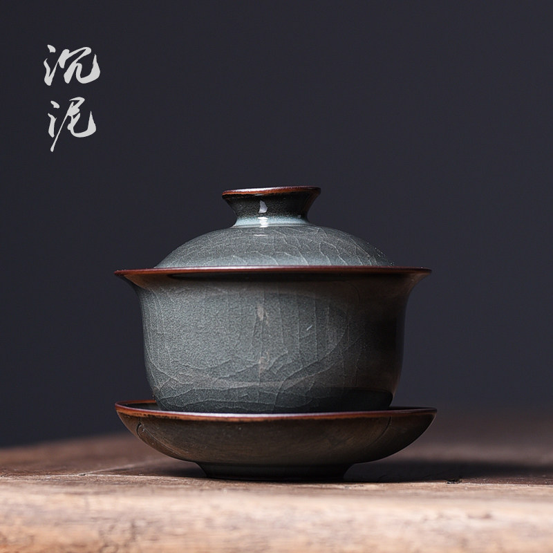 Longquan Qingdong hand-made cup of tea cup single ceramic large cup to tea three-tall bowl set cup cup