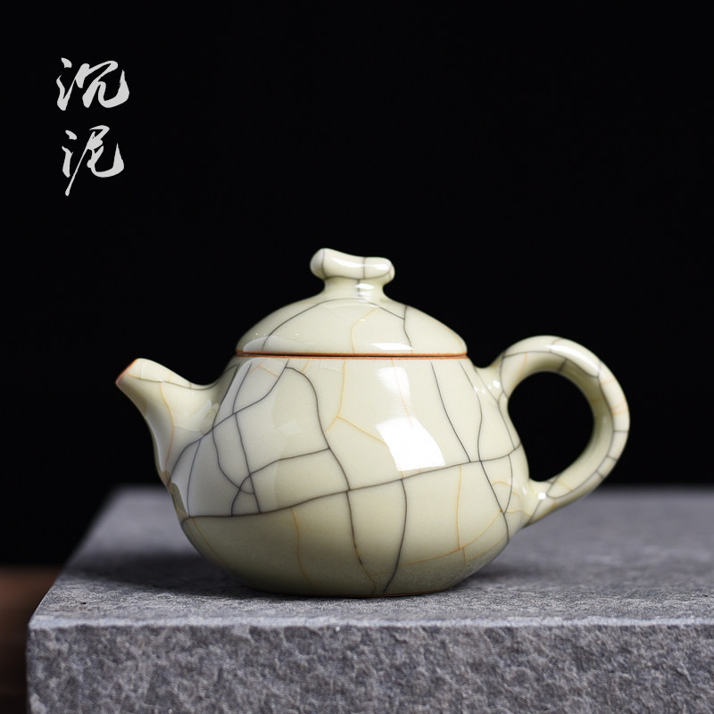 Dragon Springs Green Porcelain Handmade Bubble Teapot Teapot Teapot of Ice Cracking Kung Fu Tea Set Single Pot Big ceramic Home with filter