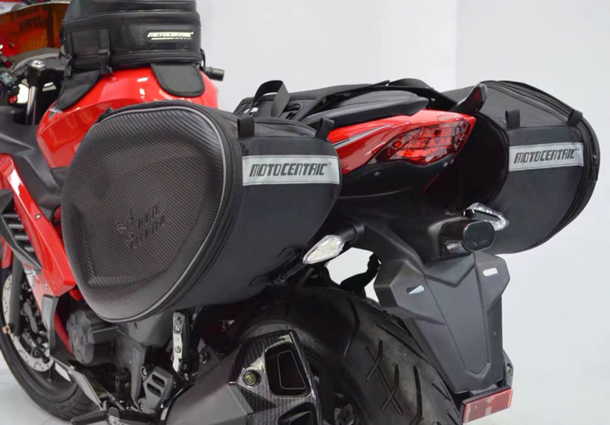 Motorcycle saddle bag canvas waterproof bilateral side bag locomotive riding rear seat side luggage motorcycle travel general helmet bag