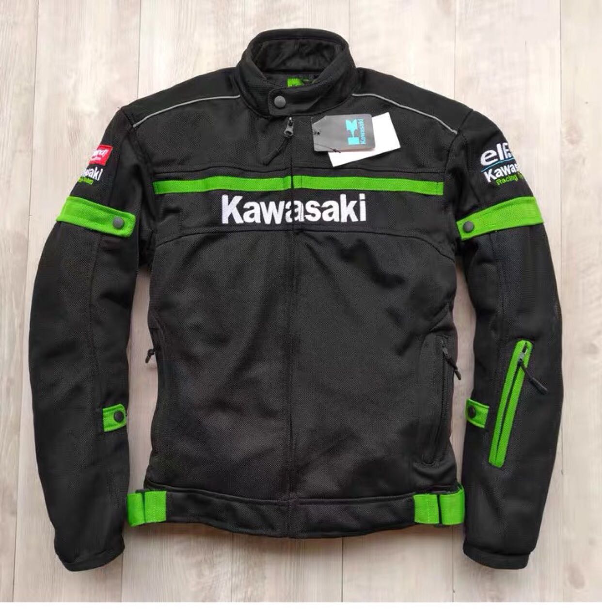 New Kawasaki race car with built-in protective gear locomotive riding jacket Summer Kawasaki mesh breathable jacket
