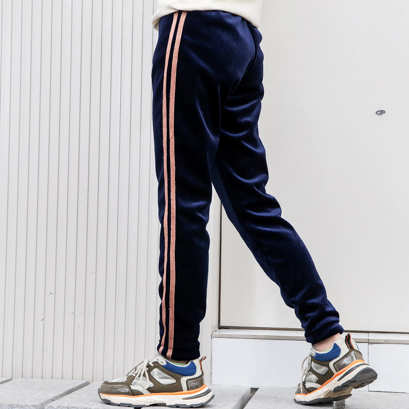 Discount Bambara girls velvet pants 2022 autumn and winter trousers Western style double-sided velvet middle and big children's velvet pants trend - Taobao