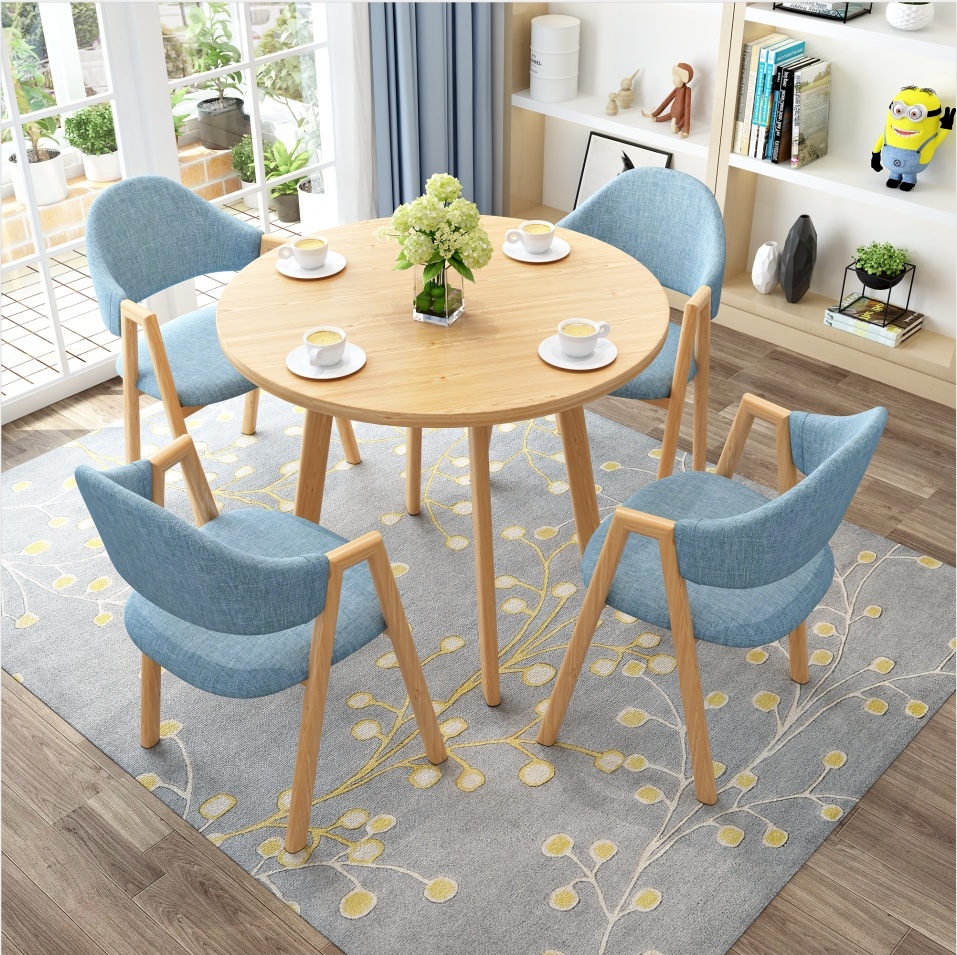 Small round table coffee table table club small round table one table four chairs combination studio powder room Nordic sugar shop table and chairs