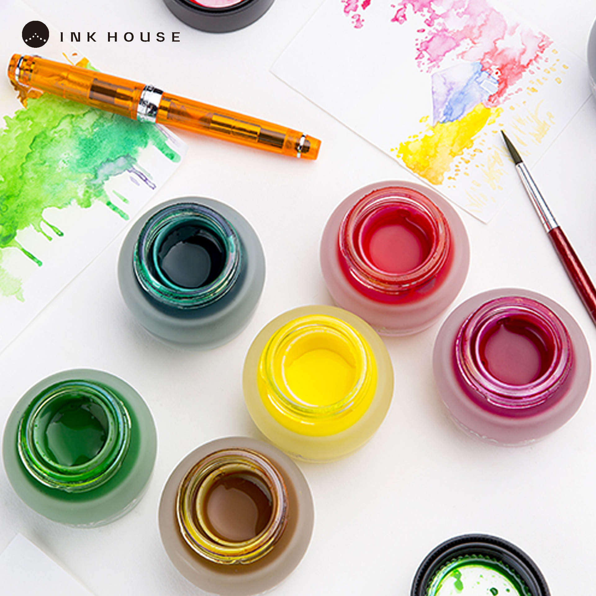 INK HOUSE Ink HOUSE write happy circus story Ultrafine waterproof pigment ink 30ml High brightness color ink matte round bottle Comfortable feel stationery gift