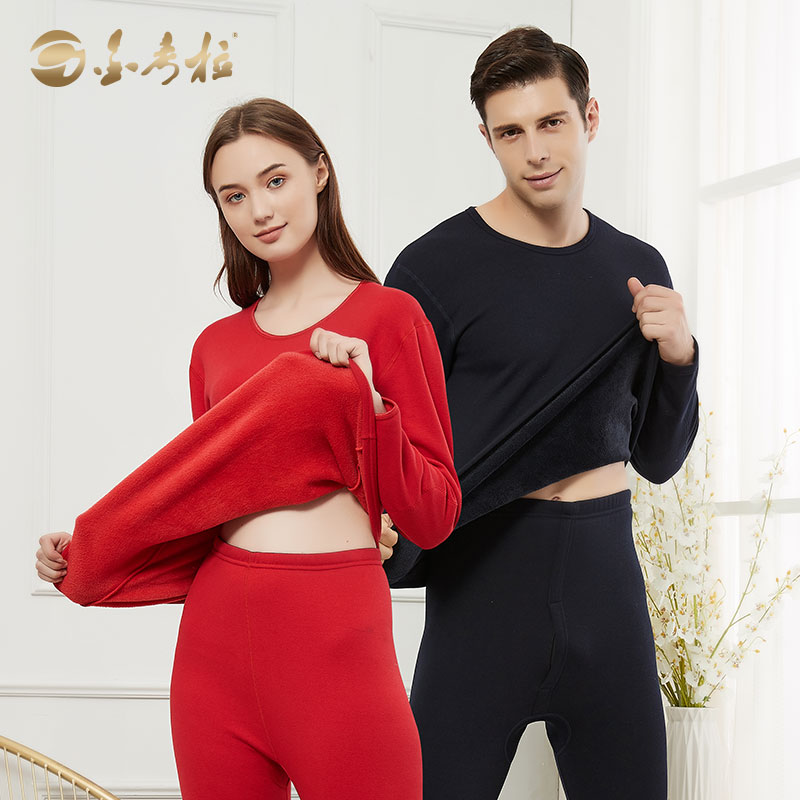 Gold koala heating clothing men's plus velvet thick cotton couple autumn clothes sanitary pants women's suit warm clothes