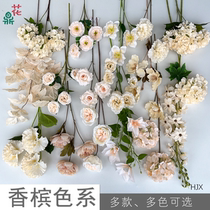 Korean wedding celebration for 25 years champagne color welcome landscaping artificial flowers wedding hall floor decorations silk flowers