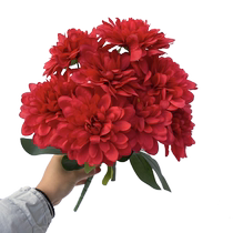 Simulated 3-head large-clawed chrysanthemum fireworks chrysanthemum auditorium flower arrangement home decoration silk flower Gesang flower wedding flower material fake flower
