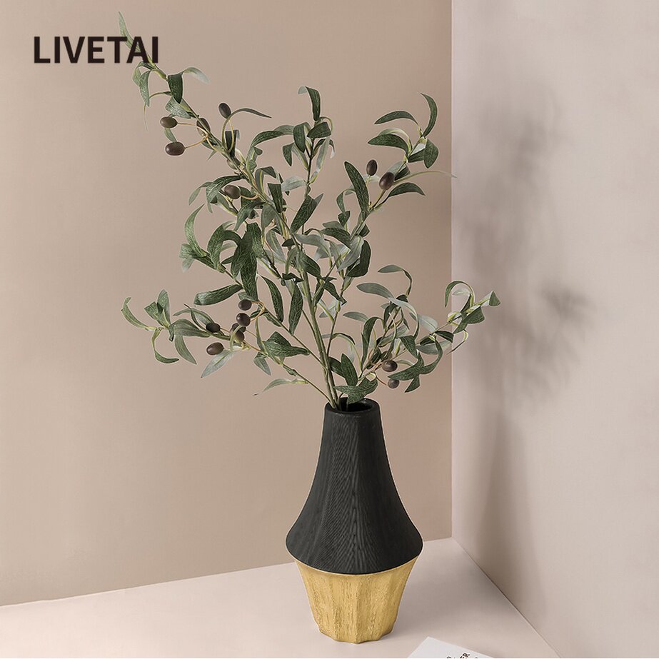LIVETAI Nordic luxury geometric black gold ceramic vase hand drawn the bedroom sample room flower arrows