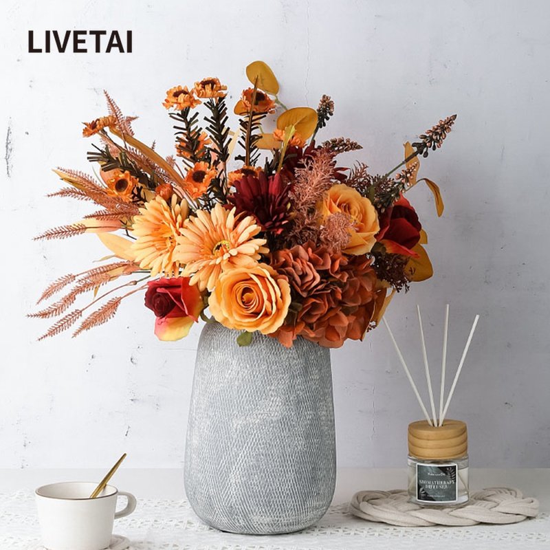 LIVETAI Nordic simulation bouquet table pendulum pieces hand holding flower props shop ornaments Home Decoration Emulation Flowers