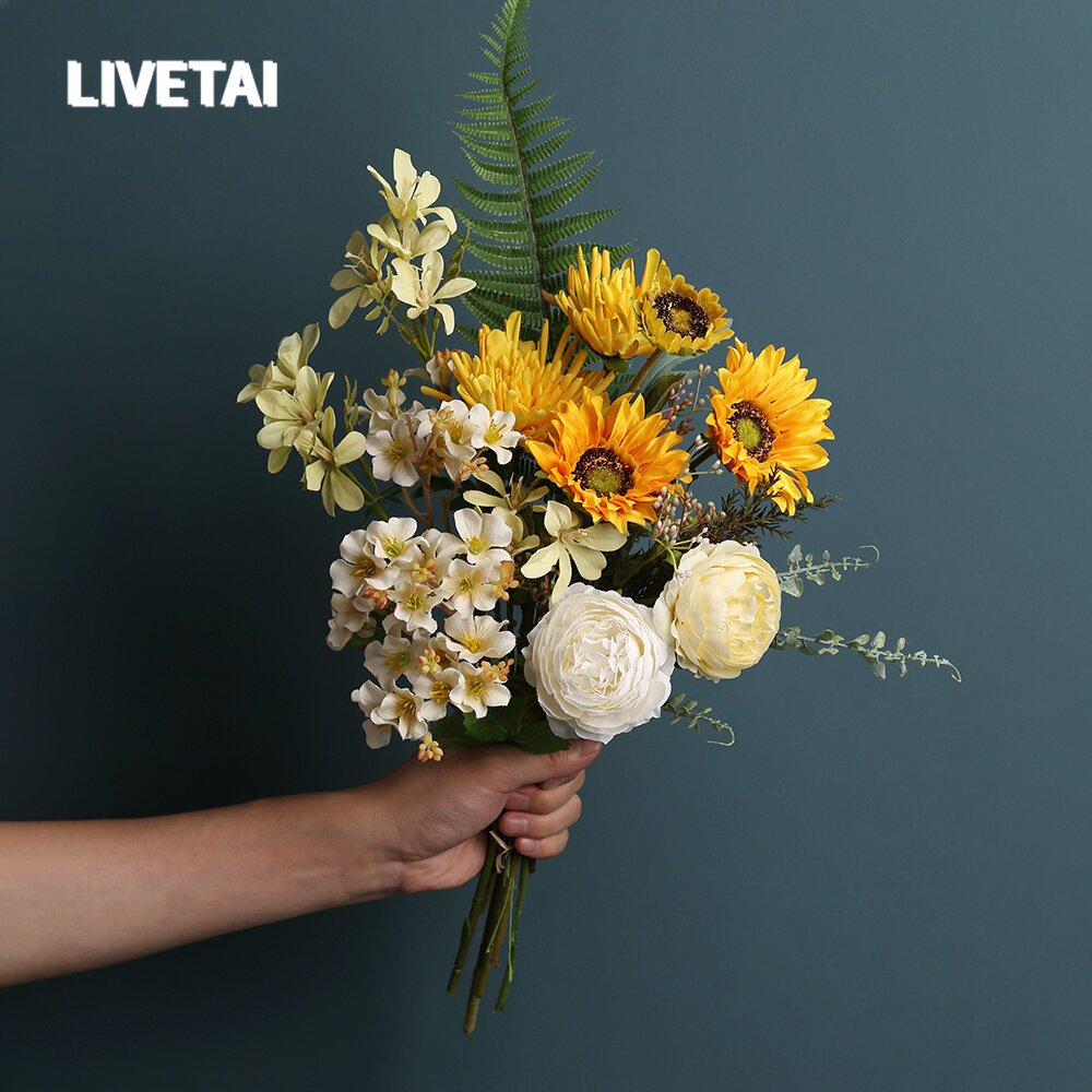 LIVETAI Nordic dried flower simulation flower silk flower table pendulum bouquet living room model room decoration ins decorative fake flowers