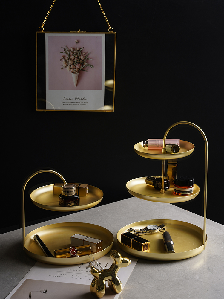 LIVETAI Wrought iron jewelry plate Earrings jewelry ins shelf Cosmetics key multi-layer desktop storage box