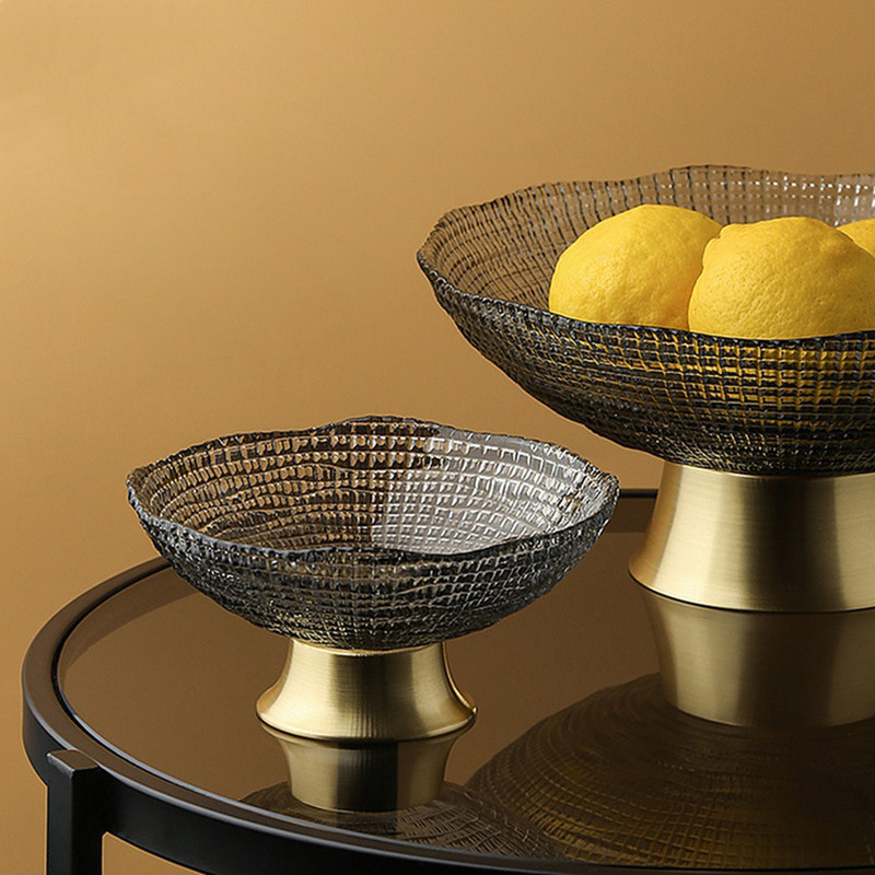 LIVETAI net red living room coffee table fruit plate glass tray ornament home American light luxury snack fruit plate