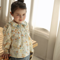 Retro girl shirt Japanese and Korean Joker lapel long sleeve top casual spring and summer cotton thin shirt cute