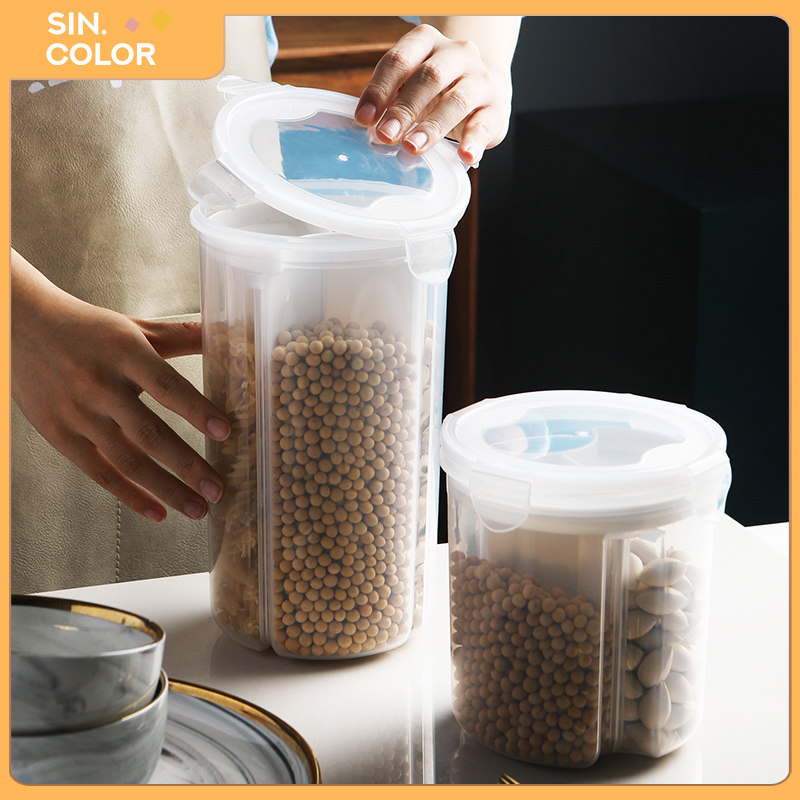 Japan-style Sealed Tank Five Grain Cereals Containing Box Kitchen Large Capacity Sub-Grid Dry Cargo Noodles Miscellaneous Cereals Bean Storage Tank