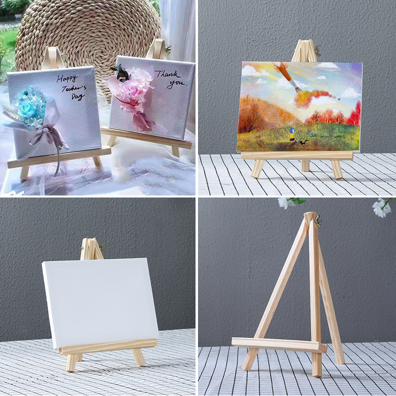 Mini Easel Desktop Tripod Digital Painting Frame Set Tabletop Wooden Stand Frame Stone Painting Wood Slice Painting Postcard Holder Oil Painting Frame Display Stand
