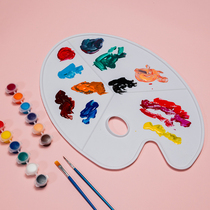 Paint Pan Children Students Graffiti Plum Blossom Shaped Country Painting Water Powder Color Pan Water Color Propylene Multifunction Plastic Fine Arts Large Oval Third-tier Oil Painting Palette Fine Arts Students Special Drawing Tools