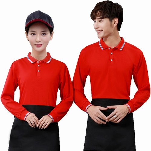 Пользовательский отель Catering Office Worker Holide Long -sleeded Custom Factory Service Canteen Supermarket Supermarket Hotpot Restaurant Work T -For