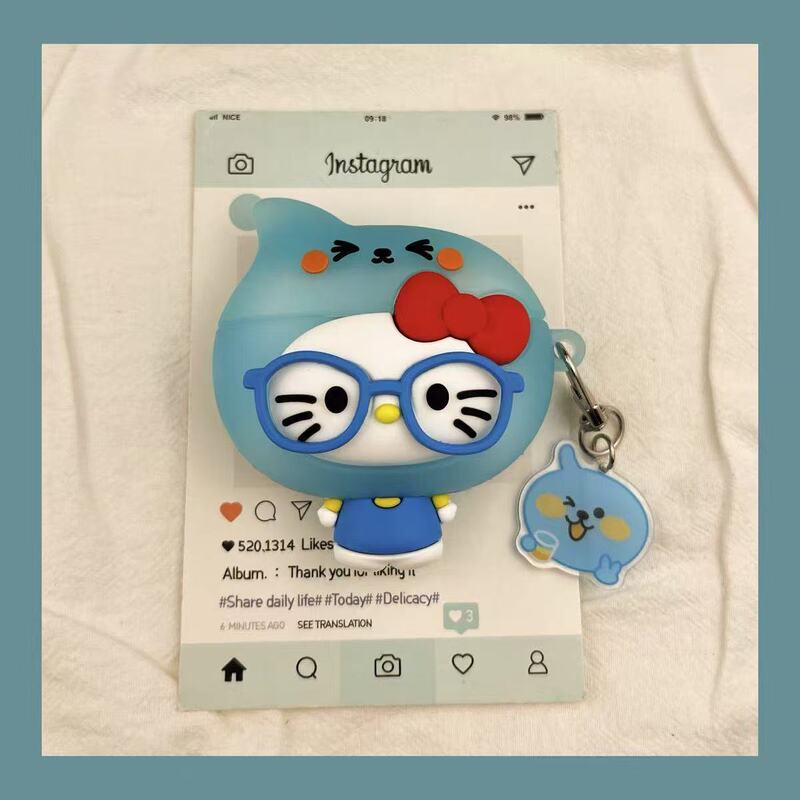ins Cute Kitty Cat with Glasses Suitable for Airpods4 Protective Case Apple Earphone Protective Case Airpodspro3 Bluetooth Earphone Case Second and Third Generation Airpods5 Earphone Case ins Cute Kitty Cat with Glasses Suitable for Airpods4 Protective Case Apple Earphone Protective Case Airpodspro3 Bluetooth Earphone Case Second and Third Generation Airpods5 Earphone Case
