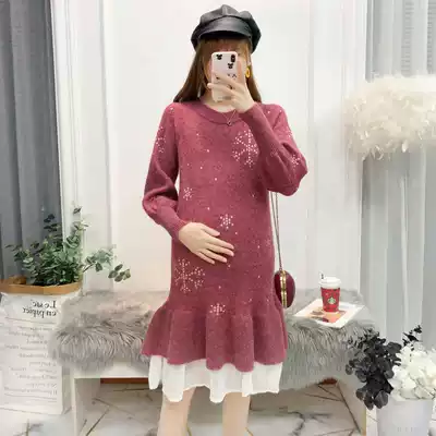 Foreign maternity dress spring knit dress jacket fashion spring and autumn winter suit sweater base shirt