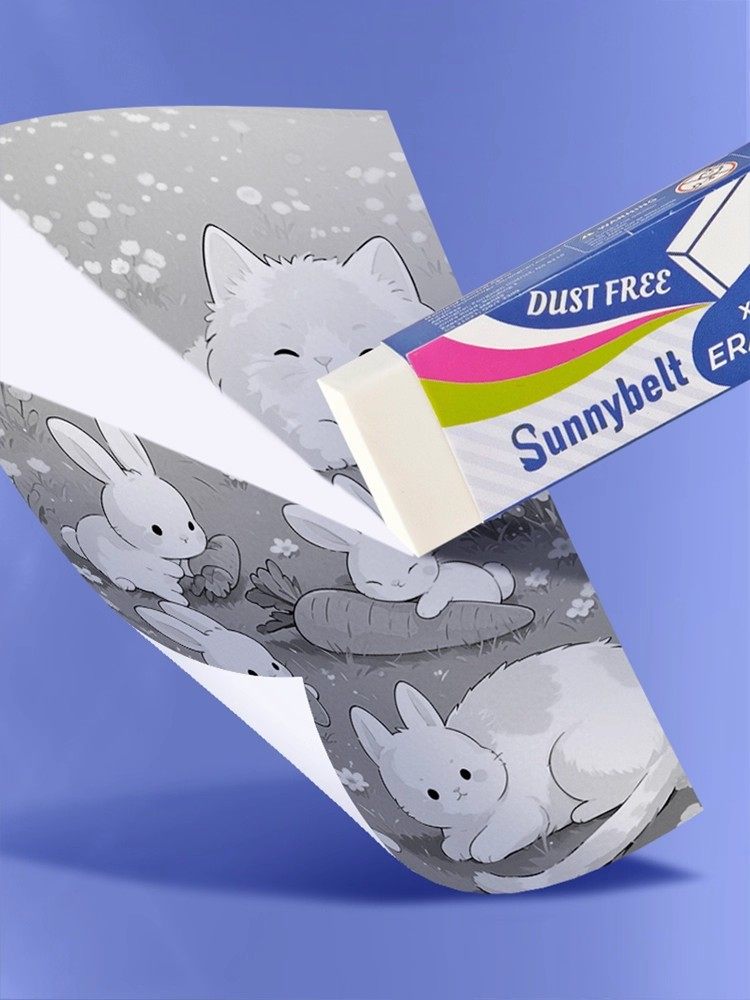 Schaber Classic Eraser with Less Debris, Specially Designed for Elementary School Students' Exams and Drawing, Leaves No Marks, Easy to Use, Portable, Suitable for Kindergarten, Children's Art Sketching, 2B Pencil Writing Eraser