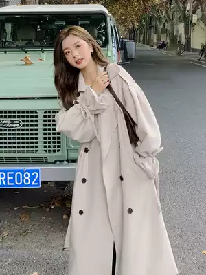 British style white trench coat women's long version of knee Korean temperament popular senior sense small man coat coat