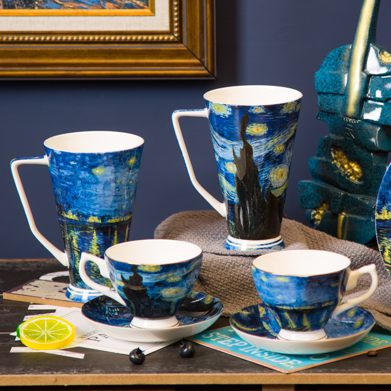 Europe type restoring ancient ways ipads China coffee cups little costly court wind van gogh painting art high - capacity mugs picking cups