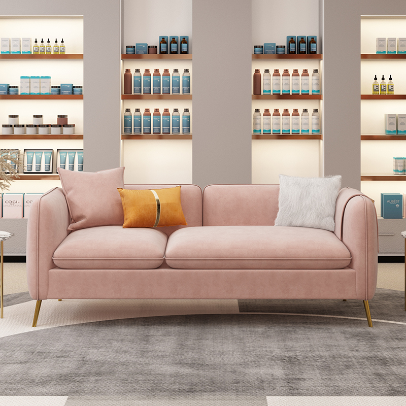 Light luxury clothing store double sofa hair art beauty salon seating area three people reception business leisure milk tea shop card seat
