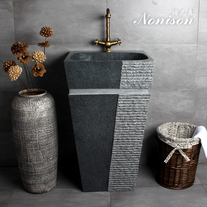 Nornison Marble Art Basin Stone Wash Basin Toilet Washbasin Integrated Floor Outdoor Column Basin